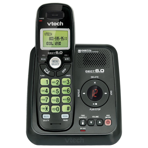 VTech 1-Handset DECT 6.0 Cordless Phone With Answering Machine (CS6124 ...