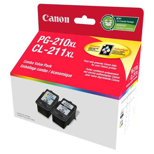 Canon PG210XL/CL211XL CMYK Inkjet Cartridge Two Pack (2973B008